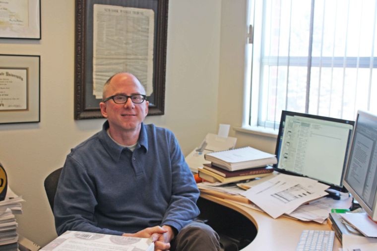 Matthew Cecil, associate professor for the Department of Journalism and Mass Communications (Photo by Kenzie Clayton)
