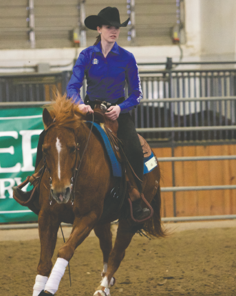 Junior Danielle Baker rides in the reigning competition during Saturdays matchup between SDSU and UT Martin. 