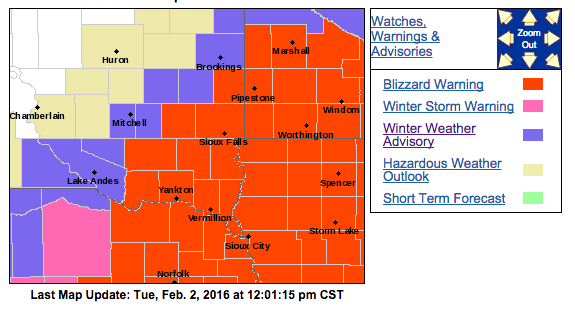 Brookings area under winter weather advisory, classes continue