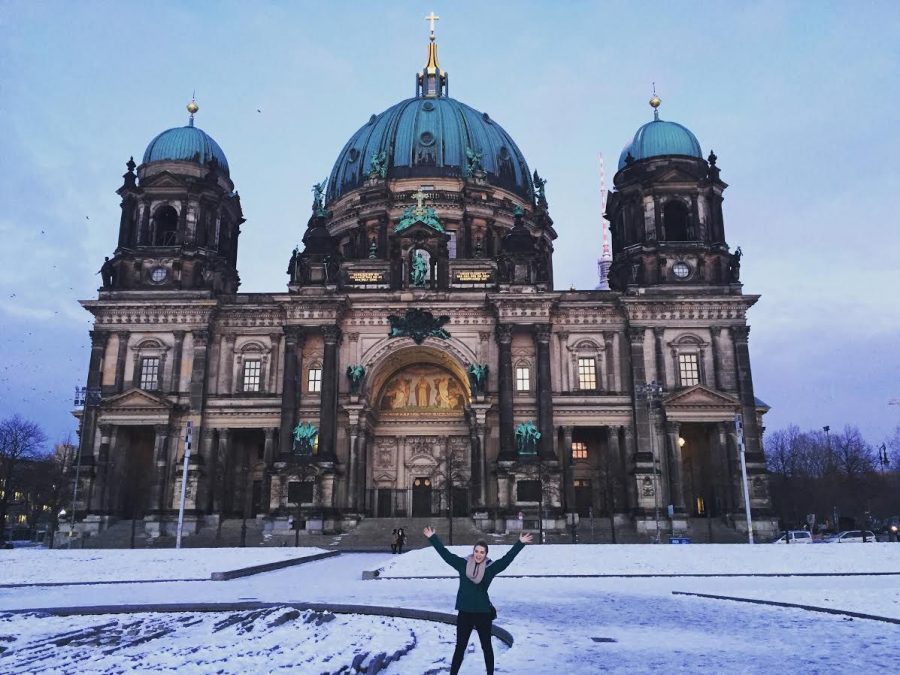 Shania+Meier%2C+business+economics+major%2C+poses+in+front+of+the%C2%A0Berliner+Dom%C2%A0%28Berlin+Cathedral%29+in+Berlin%2C+Germany.+Meier+went+abroad+in+Berlin+in+the+2016+Spring+semester.+%C2%A0
