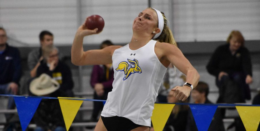 ABBY+FULLENKAMP%0ASenior+Vanessa+Lane+competes+in+the+women%E2%80%99s+shot+put+Jan.+19+during+the+SDSU+DII+Invitation+meet+.+The+Jacks+host+the+SDSU+Indoor+Classic+starting+at+2+p.m.+Feb.+9+and+9+a.m.+Feb.+10+in+the+Sanford+Jackrabbit+Athletic+Complex.