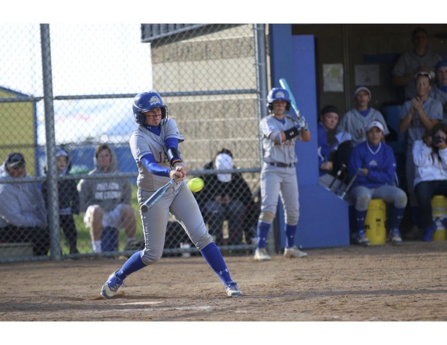FILE PHOTO
Junior Baily Janssen swings during the game September 25, 2016. The SDSU softball team is 21-10 on the season and will play South Dakota April 7 and 8 in Sioux Falls.