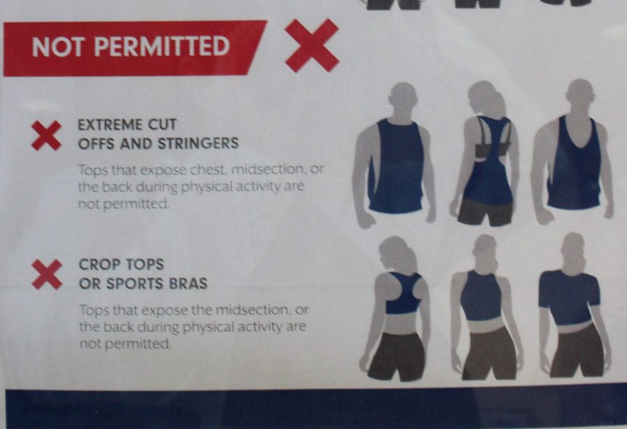 MIRANDA SAMPSON
The new dress code for the Wellness Center is posted by the front desk. 