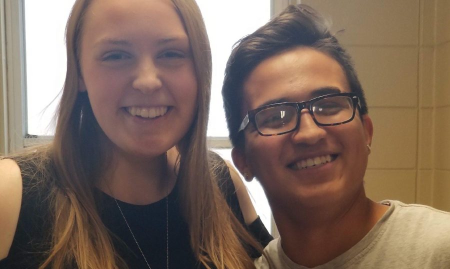 KOREY SCHULD
Victoria Braley and Gabriel Inyan Pulliam-Sanchez pose for a picture on their blind date on Sept. 12, 2018.