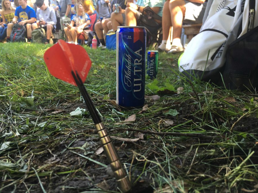 HUNTER DUNTEMAN Beer darts is a favorite among students to play at house parties.