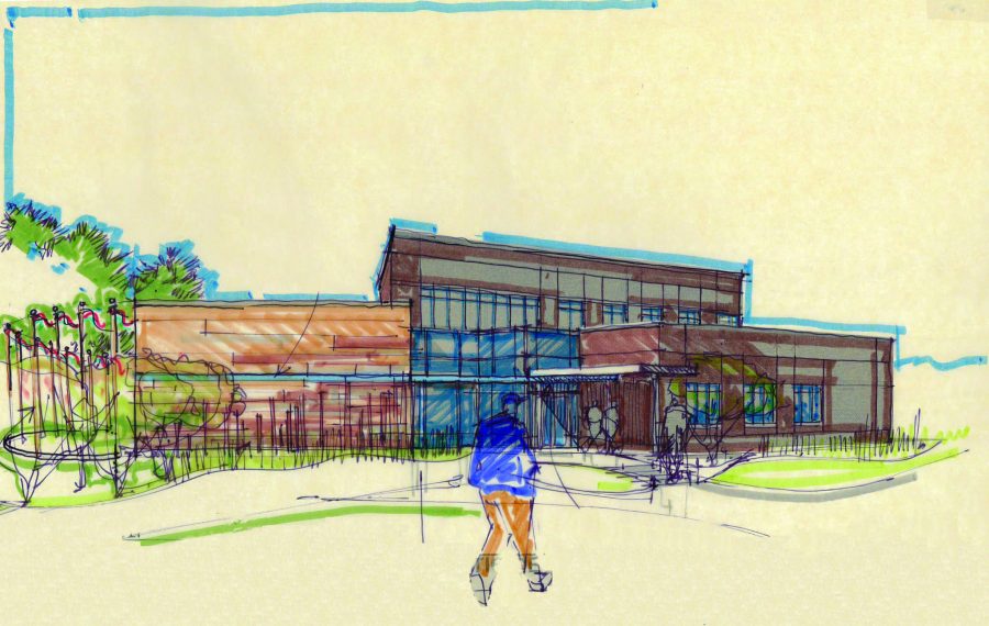 SUBMITTED A preliminary sketch of the new American Indian Student Center being constructed on Rotunda Green.