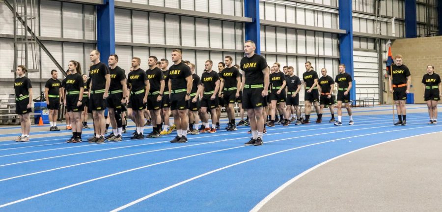 Army+ROTC+Cadets+get+into+formation+at+5%3A45+a.m.+for+physical+training+Friday%2C+Feb.+15+in+the+Sanford-Jackrabbit+Athletic+Complex.+The+Army+ROTC+has+morning+training+three+times+a+week+in+the+SJAC.