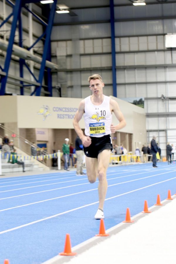 Senior Kyle Burdick scored 30 individual points, receiving the Men’s Track Championship MVP during the Summit League Championship Track Meet on Friday, Feb. 22 and Saturday, Feb. 23 in the Sanford-Jackrabbit Athletic Complex.