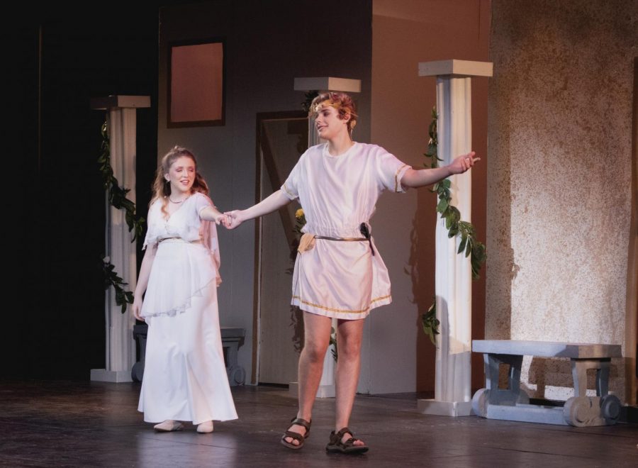 Olivia+Foster+and+Luke+Bielfeldt+play+Philia+and+Hero+in+A+Funny+Thing+Happened+on+the+Way+to+the+Forum.+