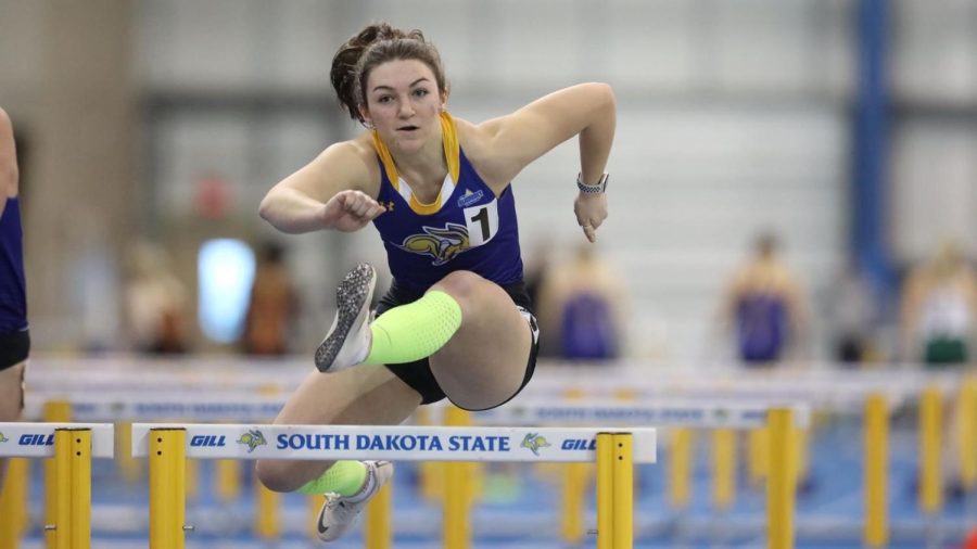 Collette Wolfe took first place in the 60-meter dash with a quick time of 7.70 seconds.