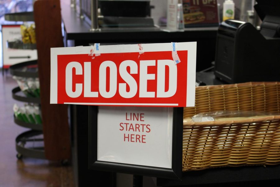 A closed sign at the Erbert & Gerbert’s location in the Jack’s C-Store. 
