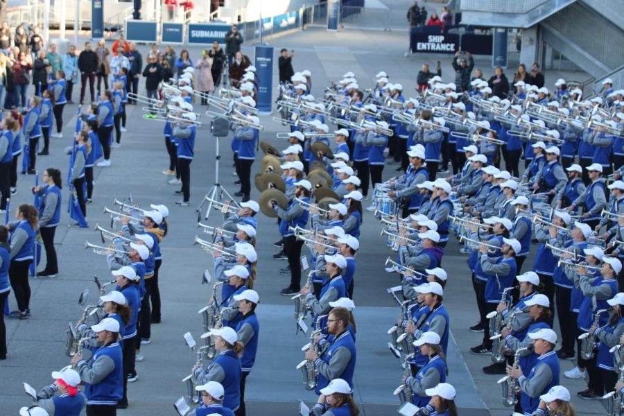 The Pride performs for family, fans and museum visitors at the Intrepid Sea, Air and Space Museum.