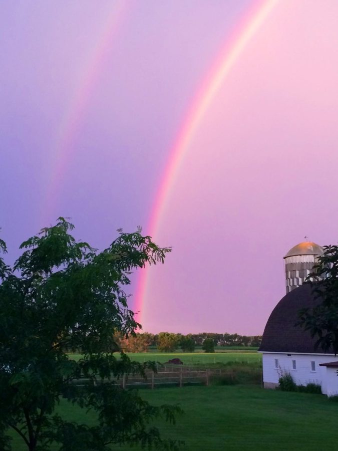 SDSU President Barry Dunn photographed a double rainbow from his farm north of Brookings. 