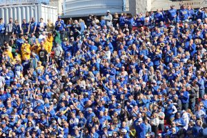 South Dakota State fans in the stands at Toyota Stadium for the FCS national championship game Jan. 8 in Frisco, Texas.