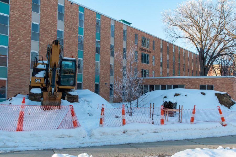 Pierson Hall during renovations in February. The hall is set to open again to students this August.