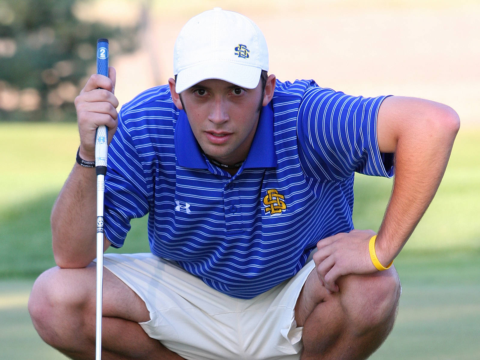South Dakota State University’s men’s golf coach Parker Edens lines up a putt in this file photo from GoJacks.com. Edens made it to the quarterfinals of the US Mid-Am tournament held in Scarborough, New York earlier this month. 
