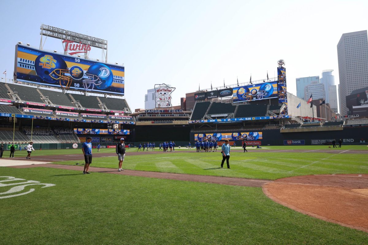 South Dakota State and Drake will face off in the third ever college football at Target Field in Minneapolis, home of the Minnesota Twins, Saturday, Sept. 16, 2023.