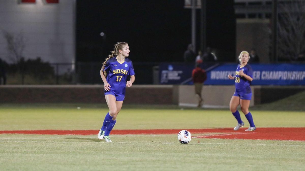 South Dakota State’s Katherine Jones handles the ball during the Jacks’ match against the Cornhuskers Friday, Nov. 10, 2023. South Dakota State came up short losing by three goals ending their postseason run.