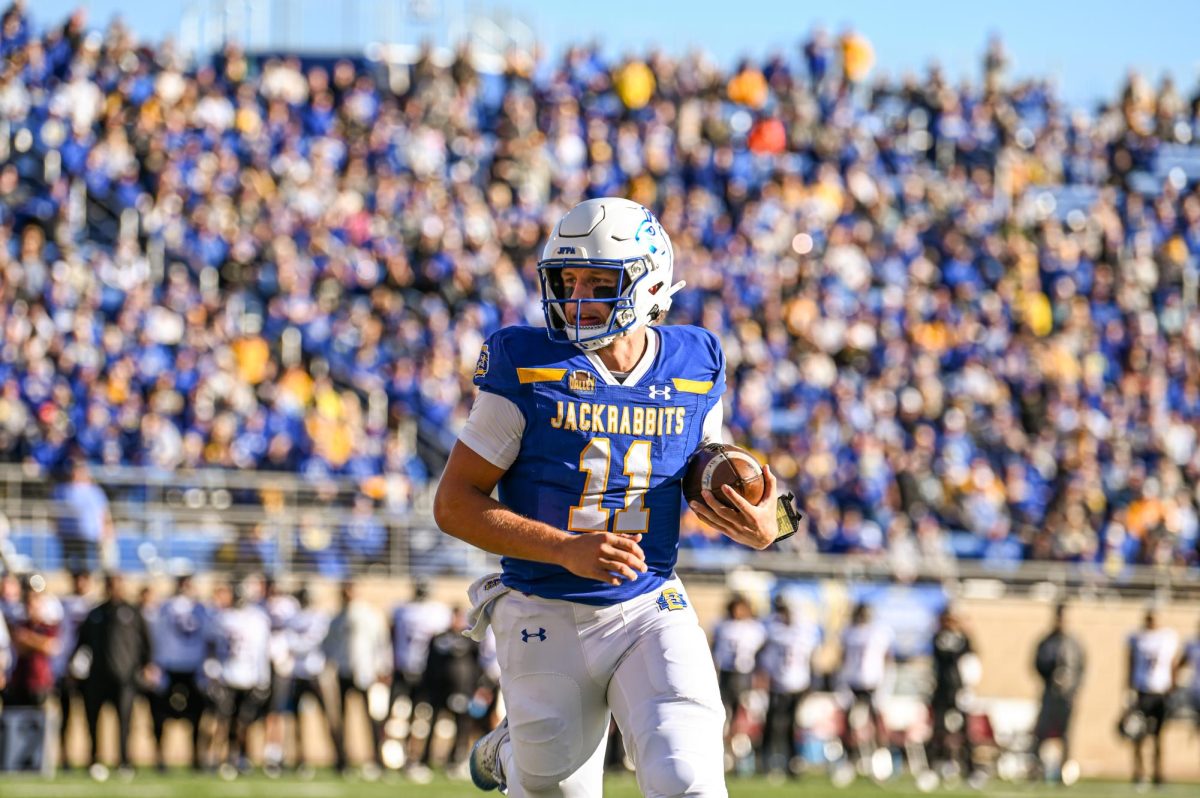 Mark Gronowski runs the ball in for a touchdown during a game against the Missouri State Bears on Saturday, Nov. 18, 2023. Gronowski becomes the first Jackrabbit to win the Walter Payton award as the FCS offensive player of the year.