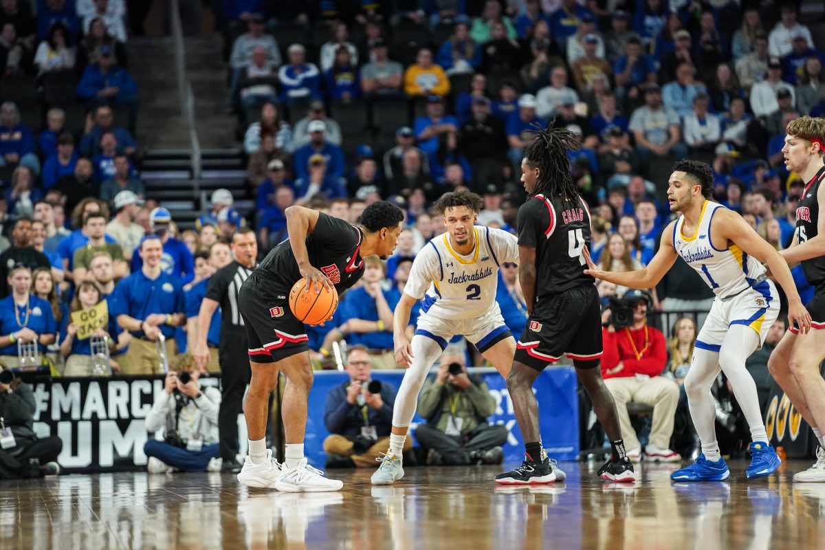 SDSU men’s basketball team beat the Univeristy of Denver 76-68 on Tuesday, March 13 for the Summit League Championship. South Dakota State is set to take on Iowa State on Thursday at 6:35 p.m.