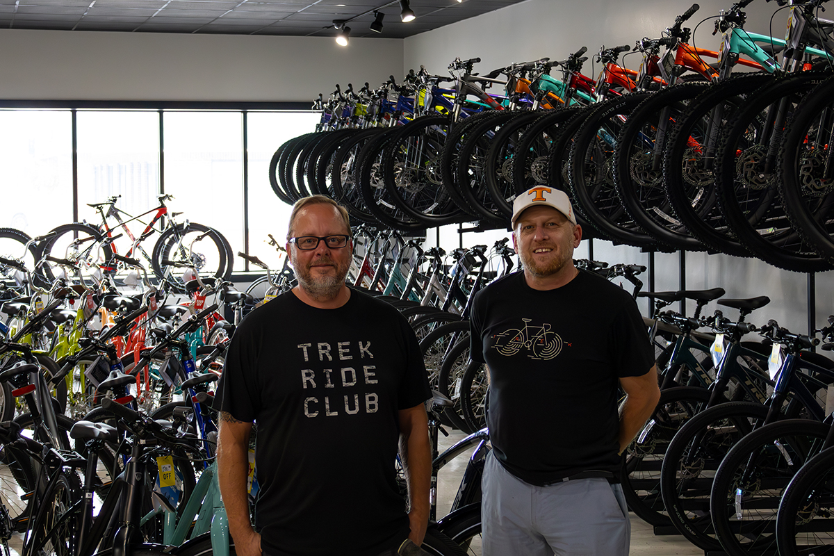 Erick Stasta (left) is the manager and Erik Dean (right) is the owner of DO Bike & Fitness. The shop is open at Brickwood Plaza in downtown Brookings and announce bike ride events on their Facebook page.