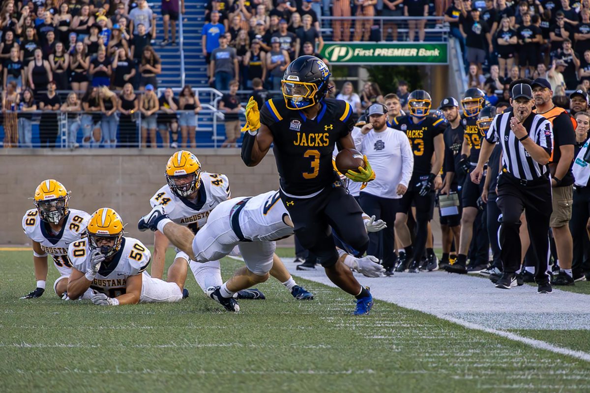 South Dakota State's Amar Johnson breaks away a run during a college football game against Augustana on Saturday, Sept. 14, 2024, at Dana J. Dykhouse Stadium in Brookings.