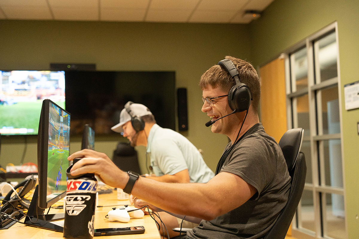 SDN Communications employees test equipment ahead of the SoDak Circuit on Sept. 21 in Sioux Falls. The event will allow gamers the chance to compete for cash prizes.