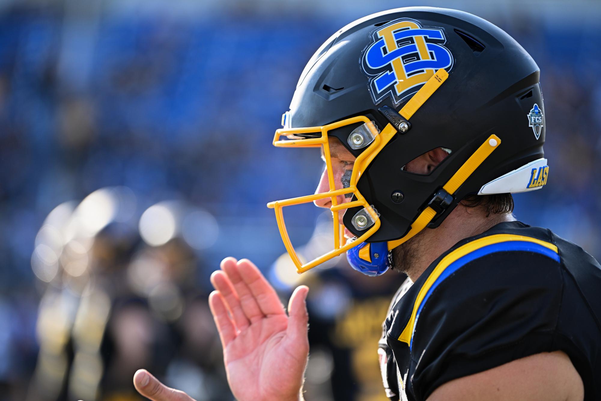 South Dakota State's Mark Gronowski warms up before a college football game against Augustana on Saturday, Sept. 14, 2024, at Dana J. Dykhouse Stadium in Brookings.