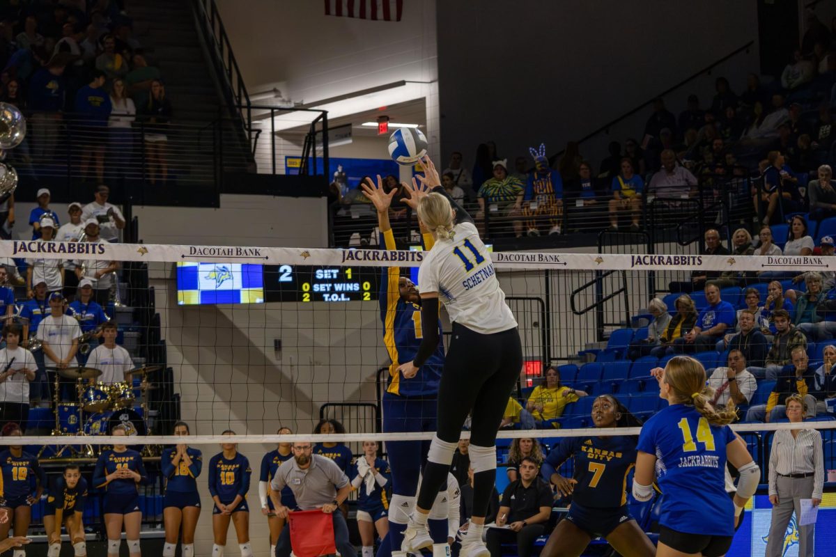 SDSU swept Kansas City 3-0 in their first match in First Bank & Trust Arena. This season, the Jacks have swept seven different teams.