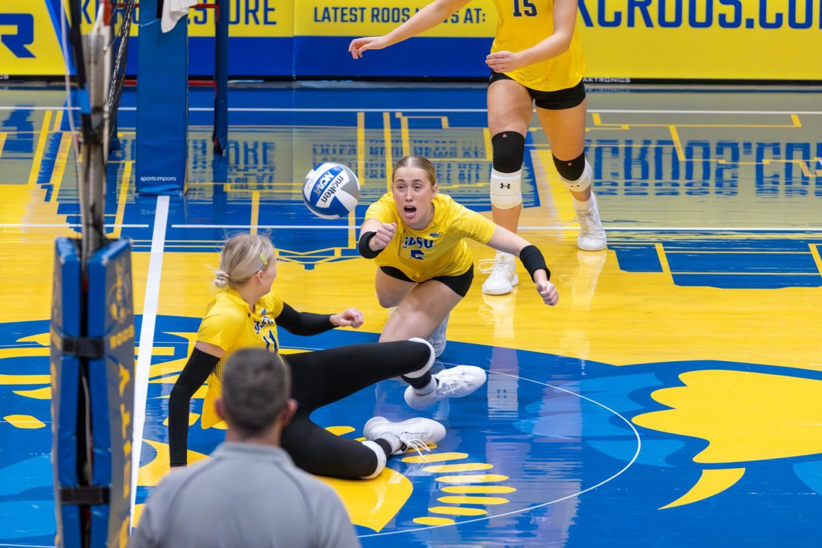 South Dakota State Jackrabbit volleyball against the Kansas City Roos on November 2nd at the Swinney Center in Kansas City, Missouri.