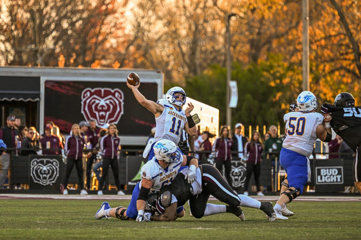 Mark Gronowski (#11), Evan Beernsten (#61) and Gus Miller (#50) were all selected to an all-conference team this season.