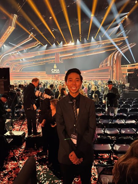 Larson in the main stage area of the CMA awards that was hosted in Nashville, Tennessee on Nov. 24