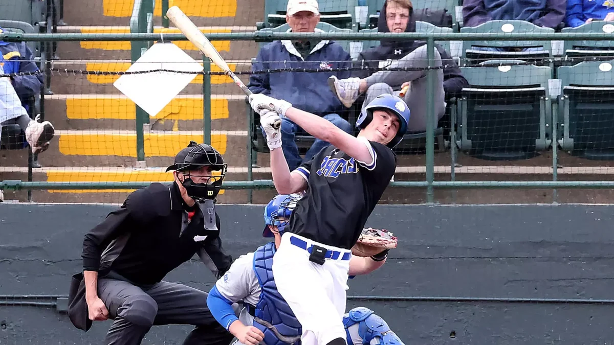 Nolan Grawe swings at a pitch in a 12-2 loss agianst the Creighton Bluejays. Grawe was just awarded the Kwik Star Summit League Baseball Peak Performer of the Week. The freshman is batting .368 on the year with six RBIs.