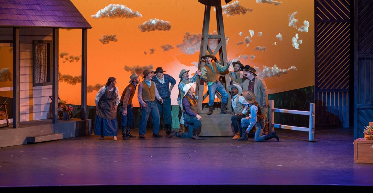 Members of Prairie Repertory Theatre perform the musical, "Oklahoma," at the Oscar Larson Performing Arts Center in July 2023. This year's lineup includes classics like "Grease," "Romeo and Juliet," "Out of Order" and "Seven Brides for Seven Brothers."