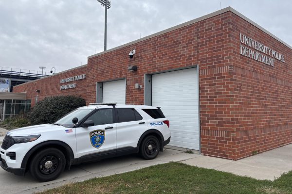 The University Police Department sits on the northeast side of campus, east of Dana J. Dykhouse Stadium.