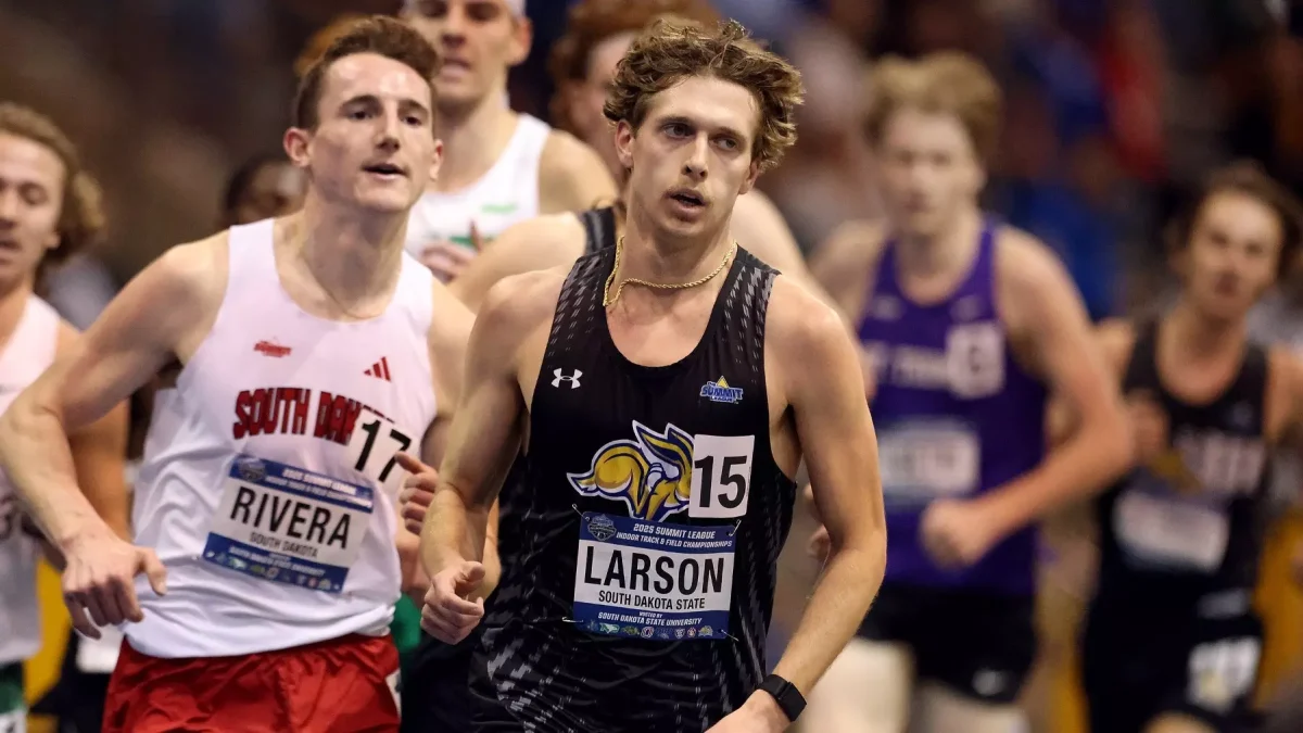 Redshirt senior Cody Larson runs at the BU Opener on Dec. 6 in Boston. Larson eyes his final season at indoor competition as he looks to improve on his already stellar career at SDSU. He is coming off a season where he won Summit League Athlete of the Year. He has also been given Summit League First Team Honors twice as a Jackrabbit
