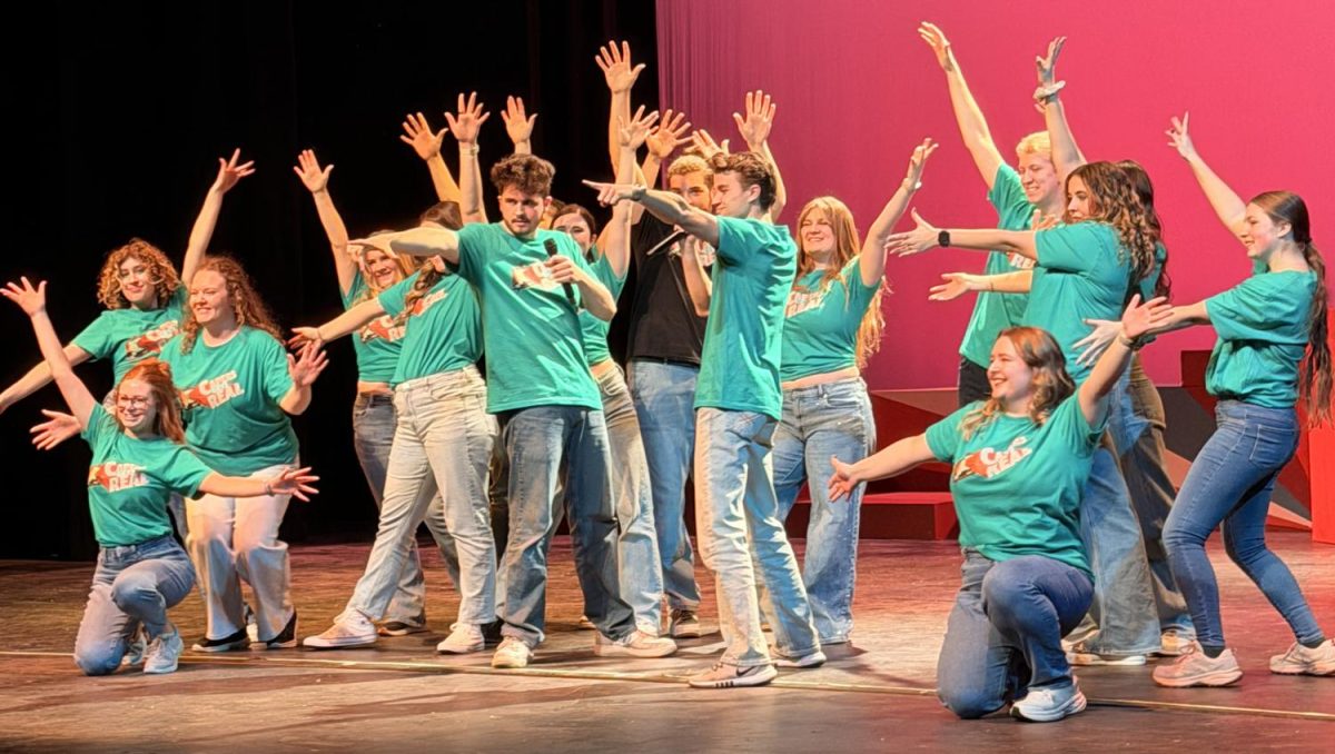 Members of the CAPERS cast dance and sing to the song “I’m Still Standing” during opening night on Thursday, Jan. 29 in the Oscar Larson Performing Arts Center.
