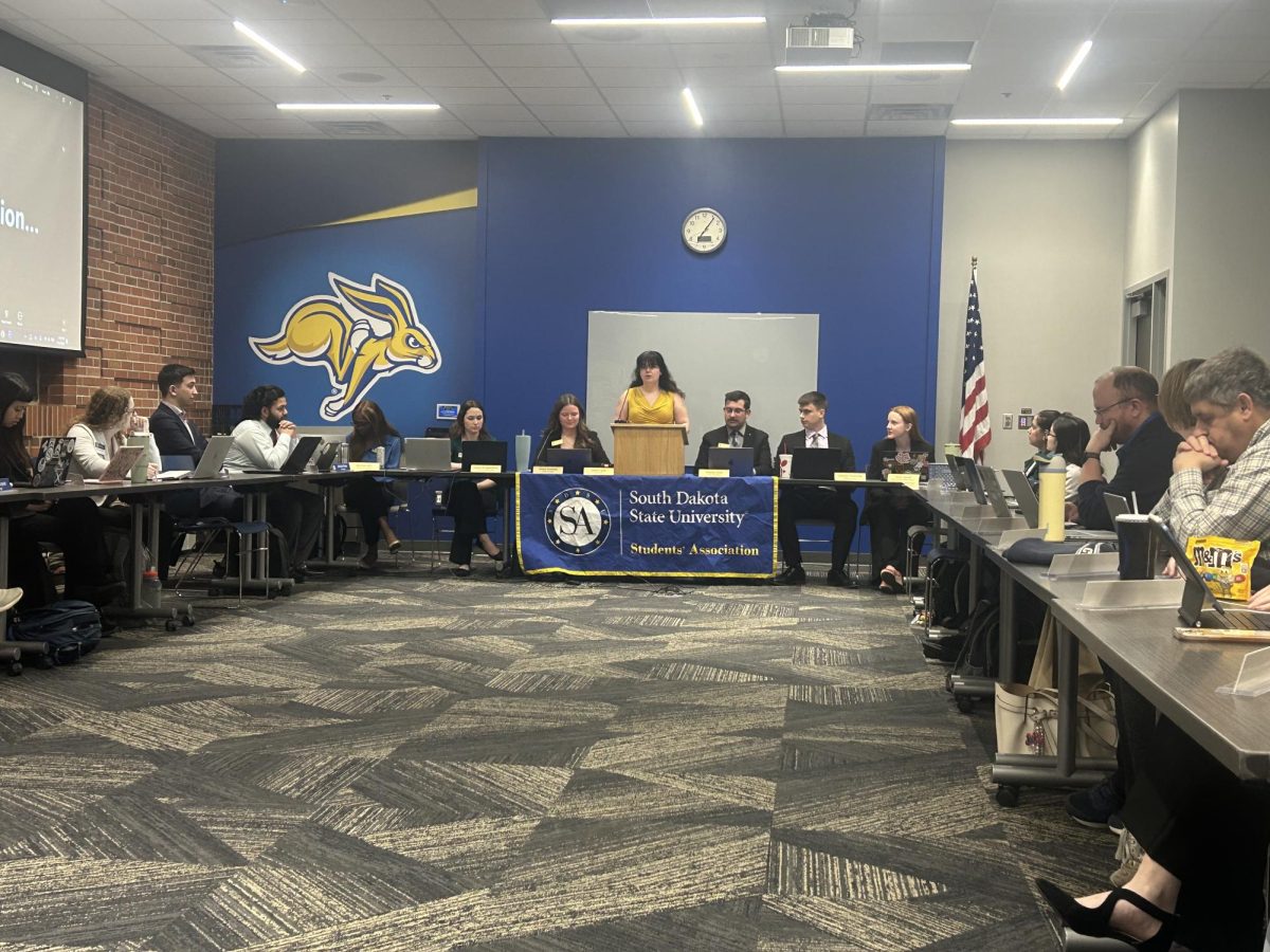 Brookings City Council member Brianna Doran gave updates on The Marketplace, a need for a new public safety center and the Dacotah Bank Center changes during the Students’ Association meeting on Monday, February 23 in the Lewis and Clark room in the Student Union. 