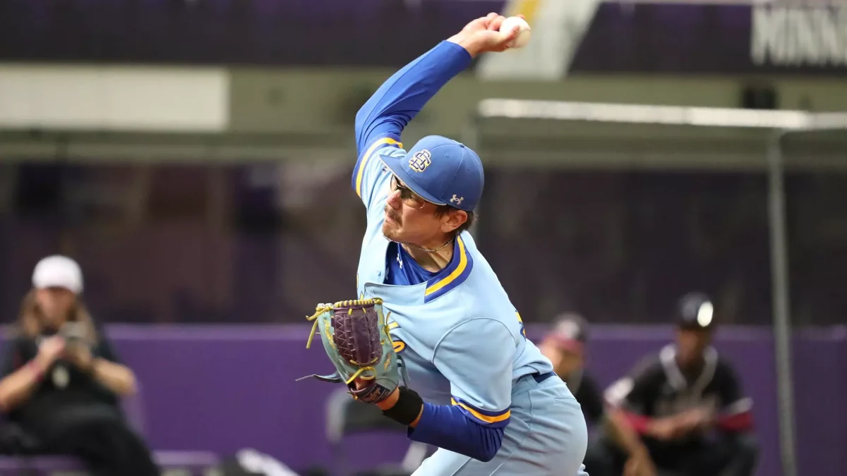 Senior Dylan Richardson pitches against Minnesota on Wednesday, April 8. Richardson pitched three innings against the Gophers, giving up one hit and striking out two batters in the 16-7 loss.